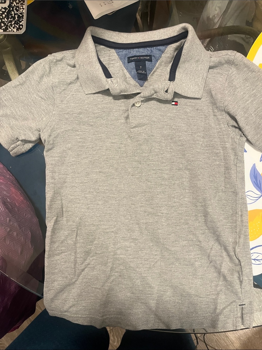 Tommy Hilfiger Light Gray Polo with Navy Trim
